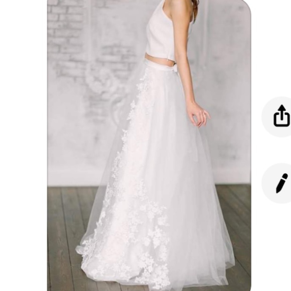 Long tulle wedding skirt 2 piece dress